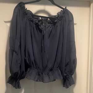 Vici Midnight Blue Ruffle Blouse